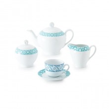 Zarin Iran Italia F Meybod Dark Blue Turquoise 17pcs Tea Set