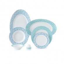 Zarin Iran Italia F Meybod Dark Blue Turquoise 28pcs Dinnerware Set