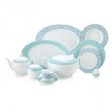 Zarin Iran Italia F Meybod Dark Blue Turquoise 102pcs Dinnerware Set
