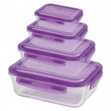 Barico - 4pcs-Set Rectangular Borosilicate Glass Food Storages