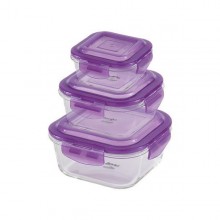 Barico - 3pcs-Set Square Borosilicate Glass Food Storages