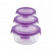 Barico - 3pcs-Set Round Borosilicate Glass Food Storages