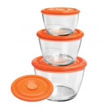 Barico - 3pcs-Set Round Temper Glass Food Storages