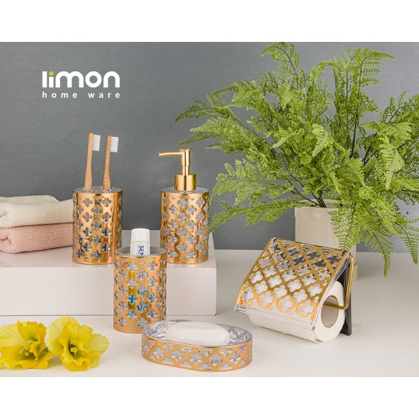 Limon Flower Design Bath Accessory Set
