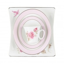 Zarin Iran Vinci Rose Flower Platinum 97pcs Dinnerware Set