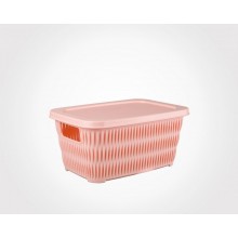 Limon Bamboo Design Rectangular Basket With Lid-S