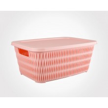 Limon Bamboo Design Rectangular Basket With Lid-L