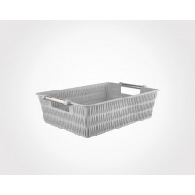 Limon Bamboo Design Basket With Steel Handle-M