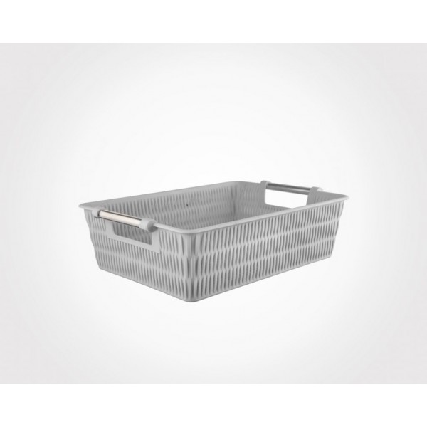 Limon Bamboo Design Basket With Steel Handle-M