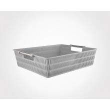 Limon Bamboo Design Basket With Steel Handle-L