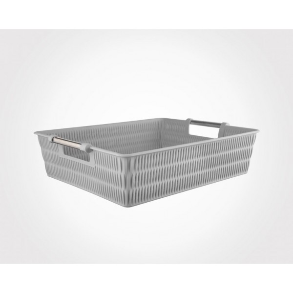 Limon Bamboo Design Basket With Steel Handle-L